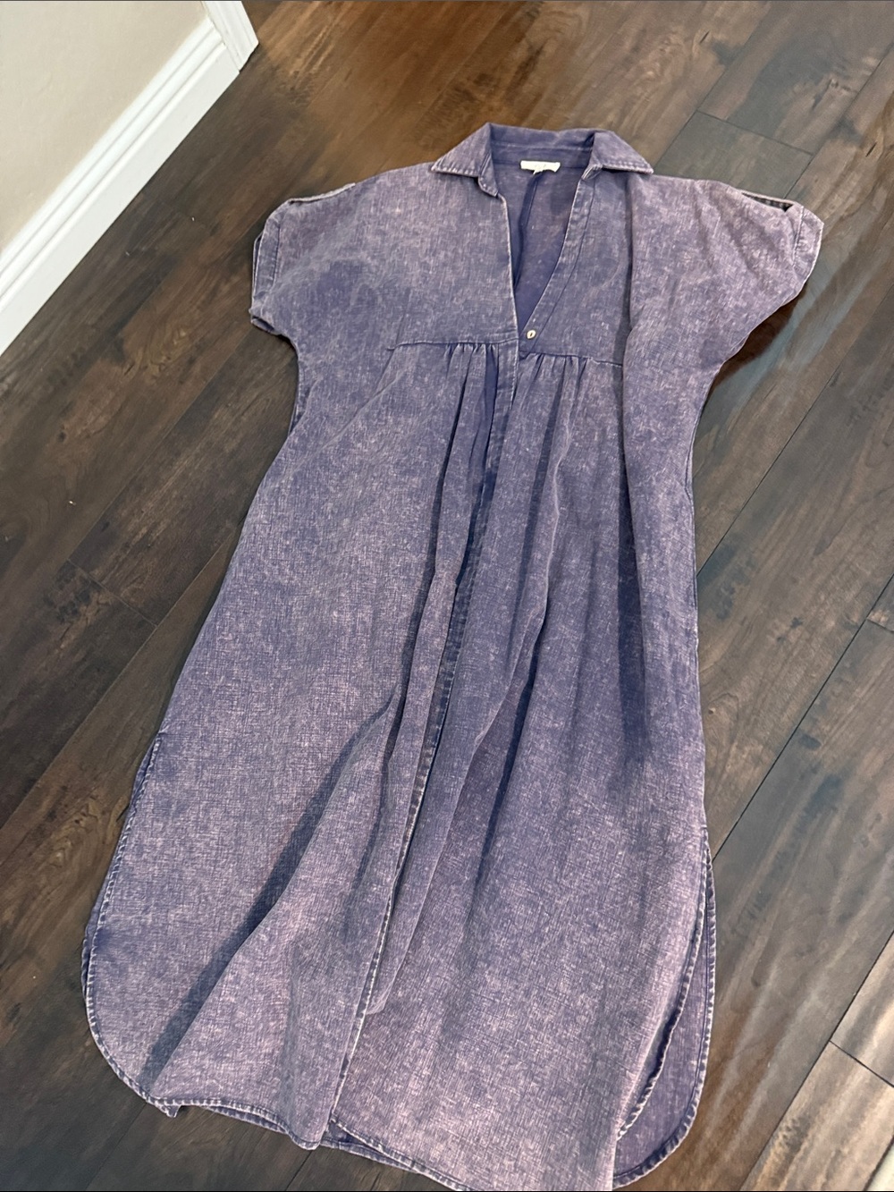 easel Washed Indigo Linen-Blend Maxi Dress